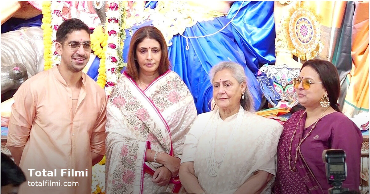 Jaya Bachchan, Shweta join Kajol at 80th North Bombay Durga Puja